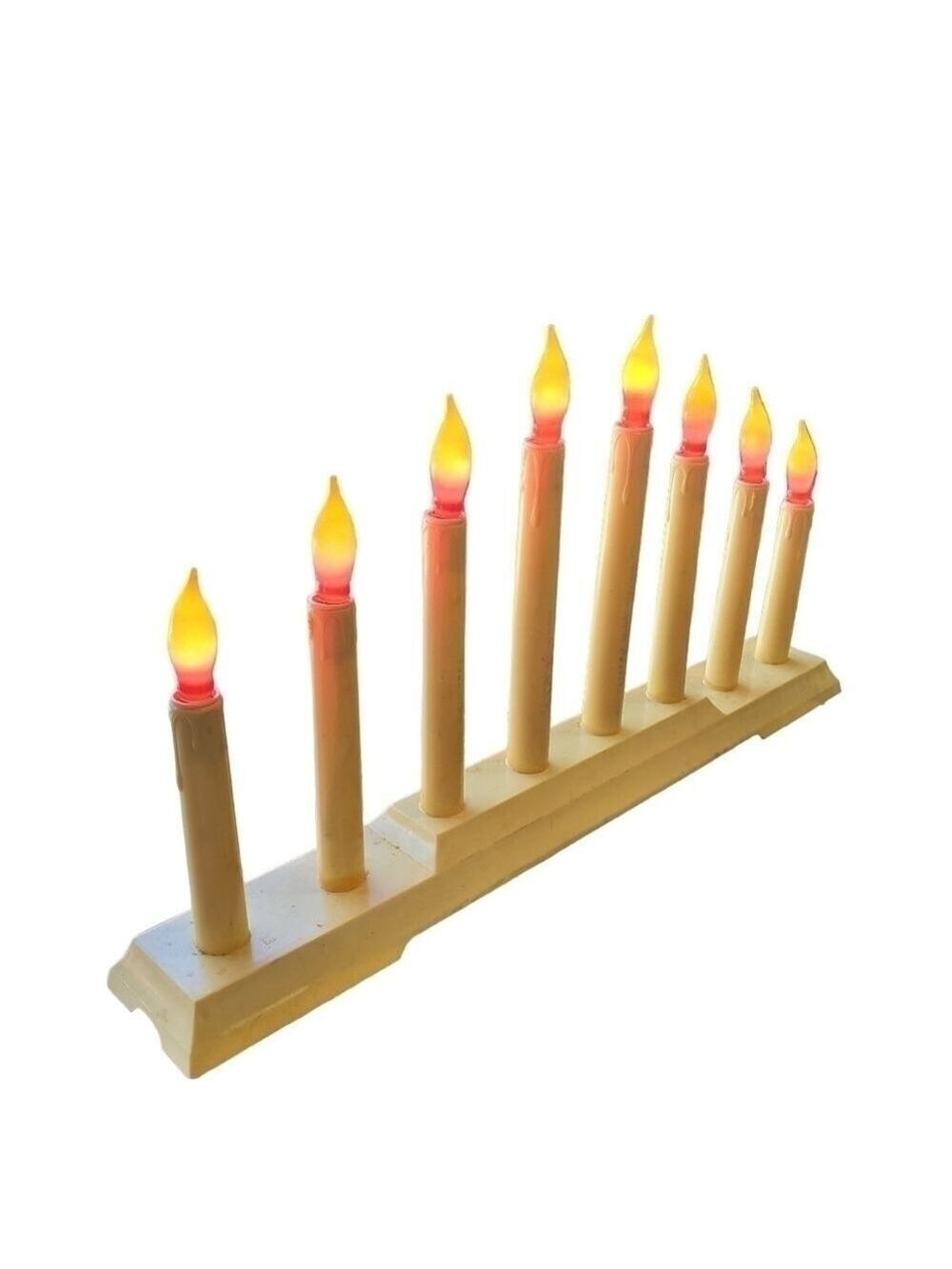 Vintage 8 candle Candelabra plug-in Window or Table decor red/yellow flame bulbs